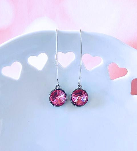 Rose Flat Back Crystal Drop Earrings