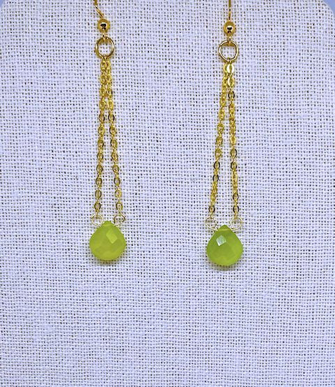 Faceted Green Chalcedony Gemstone Earrings