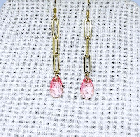 Faceted Rose Teardrop Crystal Earrings