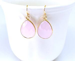 Tear Drop Faceted Rose Quartz Earrings