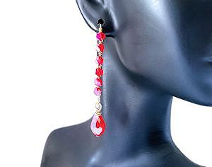Light Siam AB Crystal Earrings with Teardrop Accent