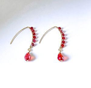 Light Siam AB Crystal Earrings with Teardrop Accent