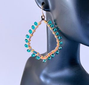 Geometric Emerald Crystal Accent Earrings