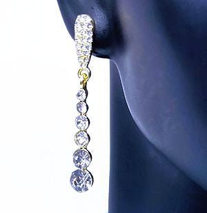 Rhinestone Tassel Gold Plated Dangling Earrings