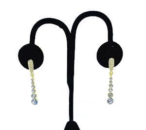 Rhinestone Tassel Gold Plated Dangling Earrings