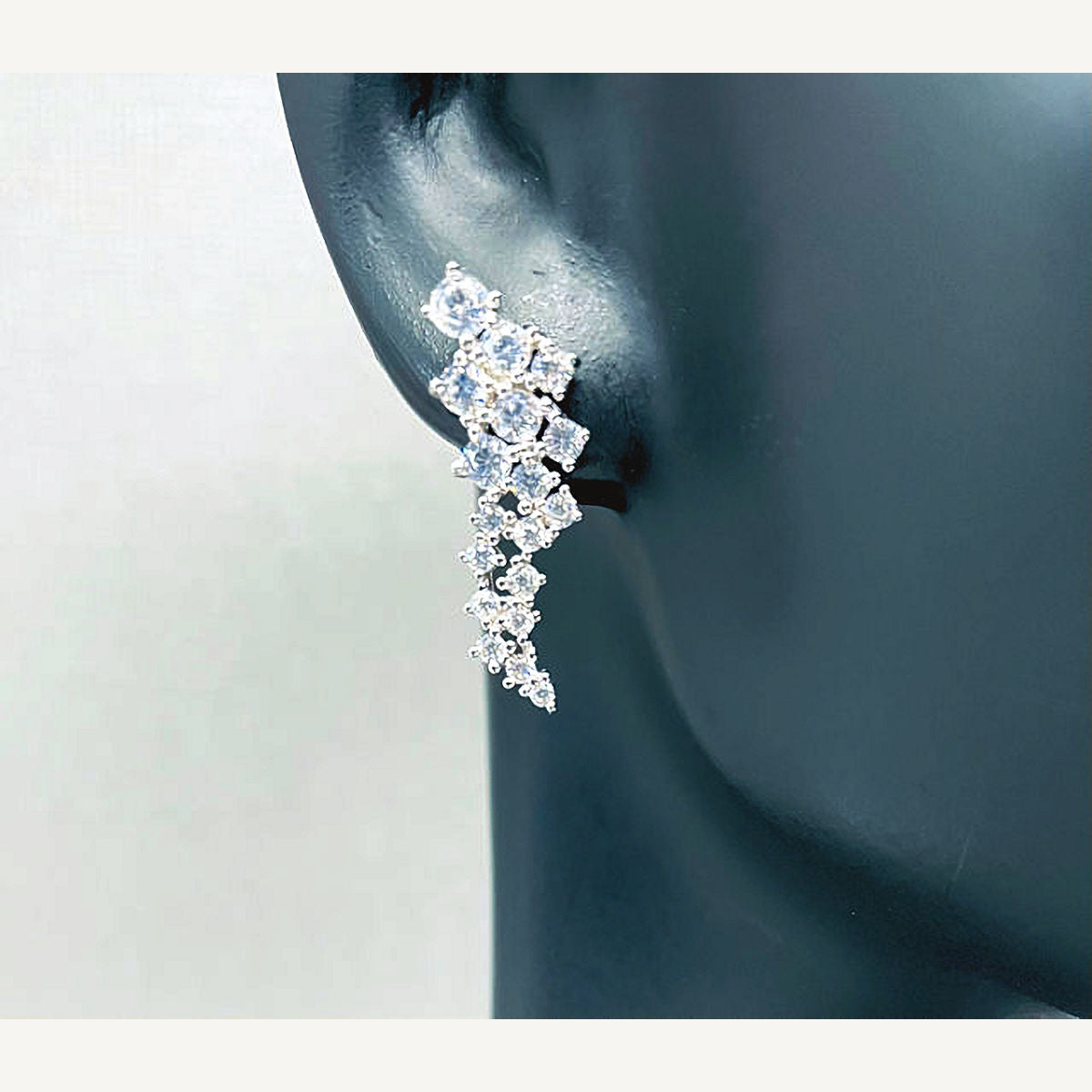 Sterling Silver Sparkling Cluster CZ Dangle Earrings