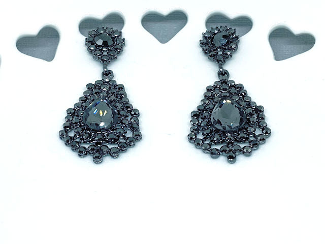 Grayish Black Rhinestone Dangling Earrings
