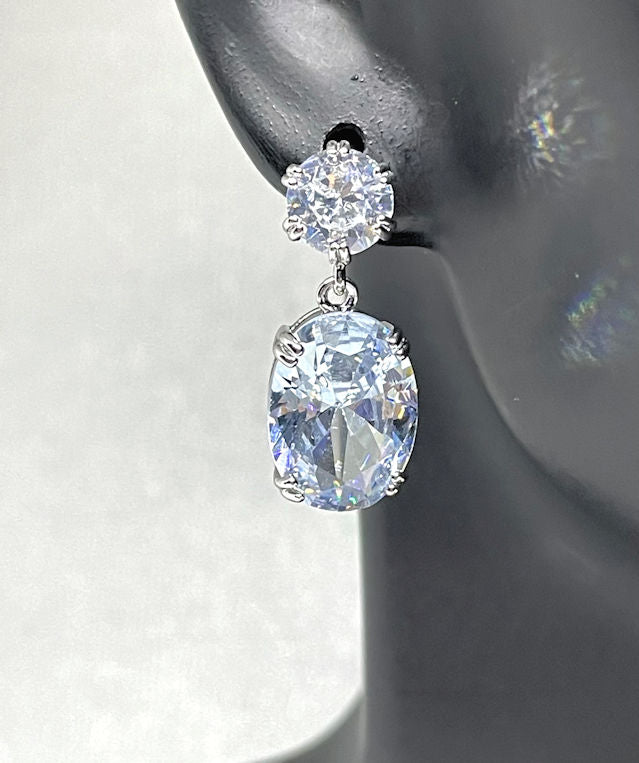 Elegant Fusion: Round and Oval Zircon Water Drop Earrings