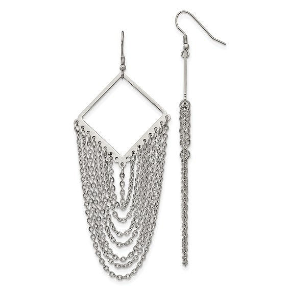 Stainless Steel Multi Chain Hook Dangle Earrings