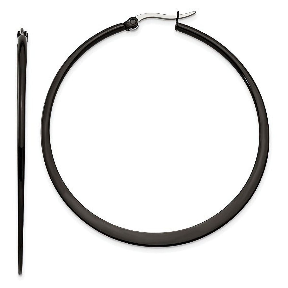 Stainless Steel Black IP Plated Hoop Earrings