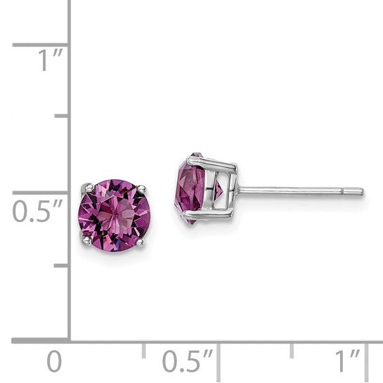 Sterling Silver Post Earrings with Round Purple CZ Stone