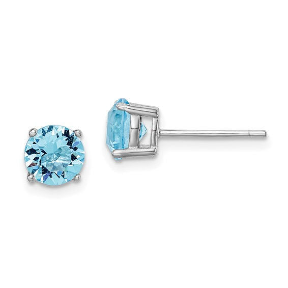 Aqua Blue Crystal Post Earrings