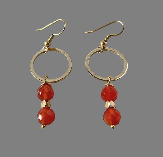 Dainty Faceted Carnelian Drop Earrings