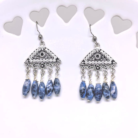 Tribal Earrings with Sodalite Beads