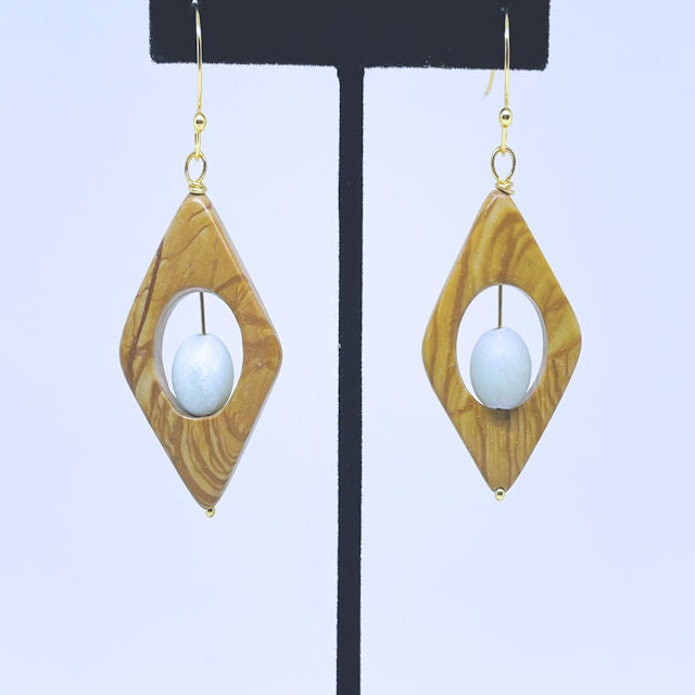 Geometric Dangling Wood Earrings