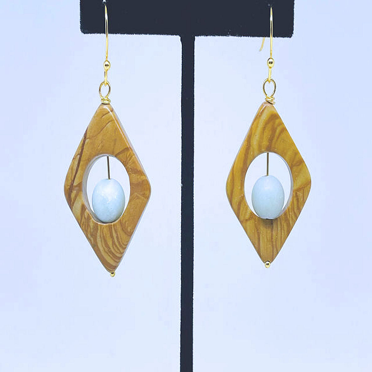 Geometric Dangling Wood Earrings