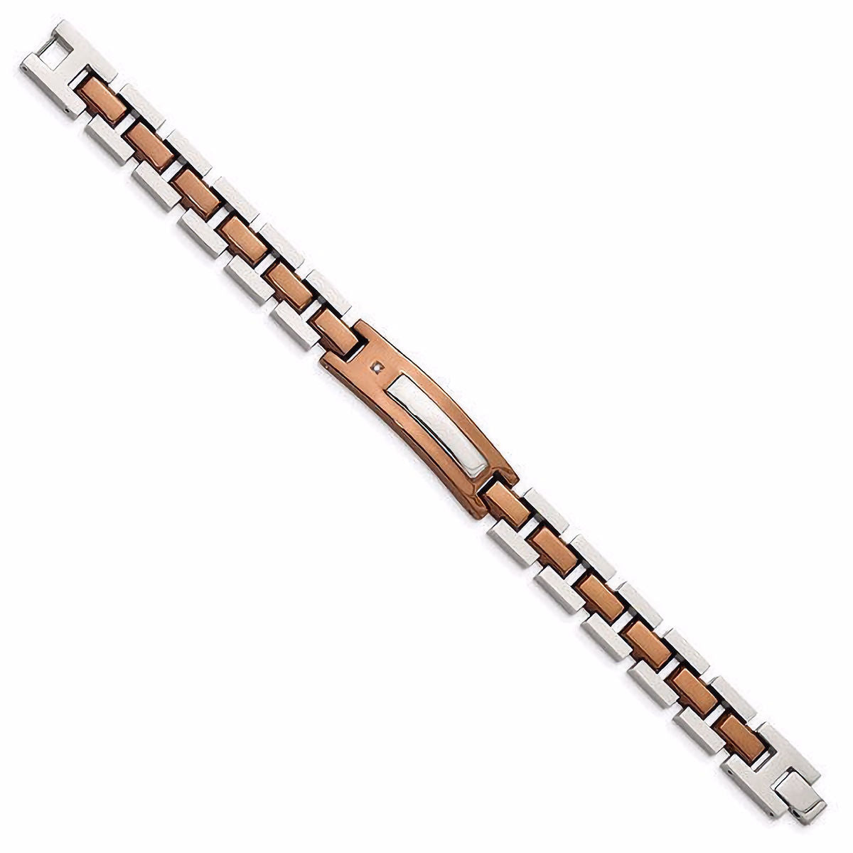 Stainless Steel Polished Brown Bracelet with .01 Carat Diamond