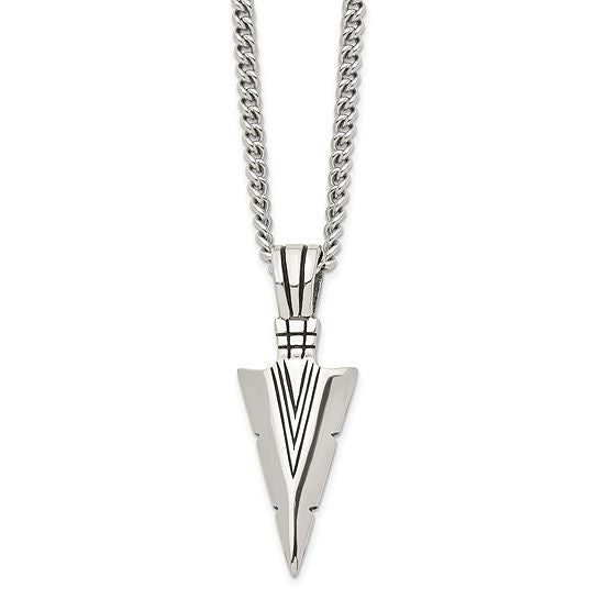 Stainless Steel Dagger Pendant with Curb Chain