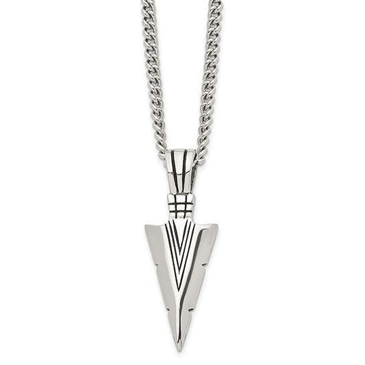 Stainless Steel Dagger Pendant with Curb Chain