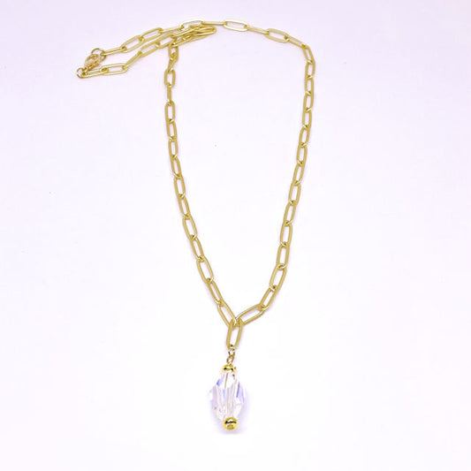Delicate Matte Gold Plated Paper Clip Necklace