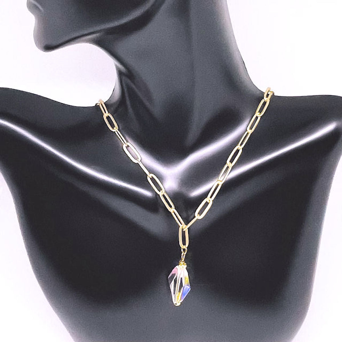 Delicate Matte Gold Plated Paper Clip Necklace