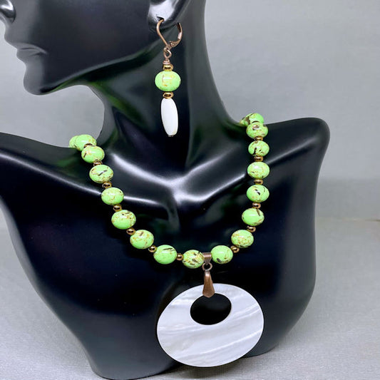 Green Magnesite Necklace and Earring Set