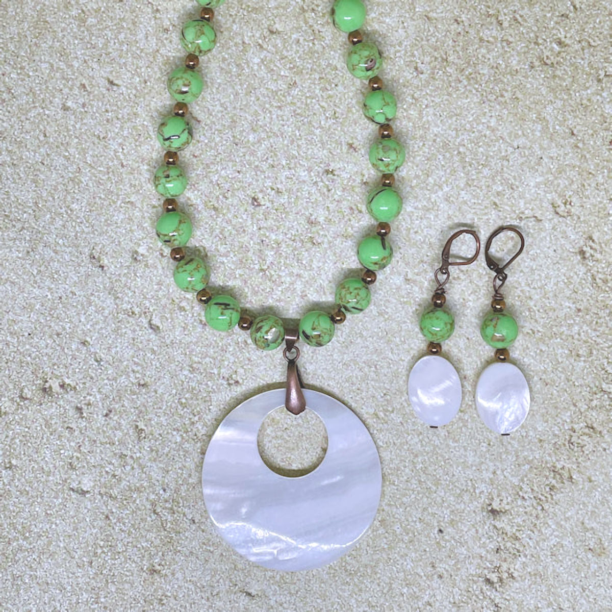Green Magnesite Necklace and Earring Set