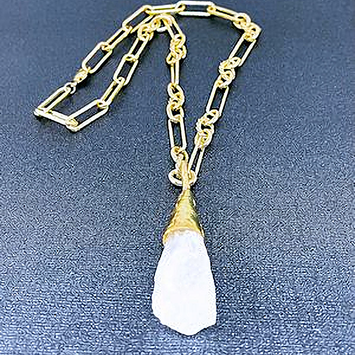 Gold Plated Necklace with Natural Clear Quartz Pendant