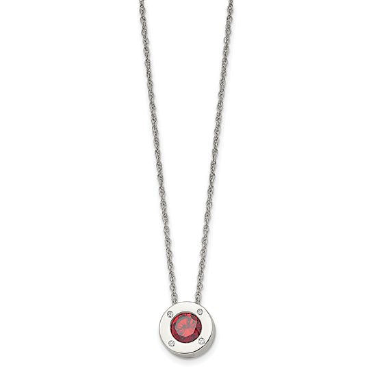 Stainless Steel January CZ Birthstone Necklace