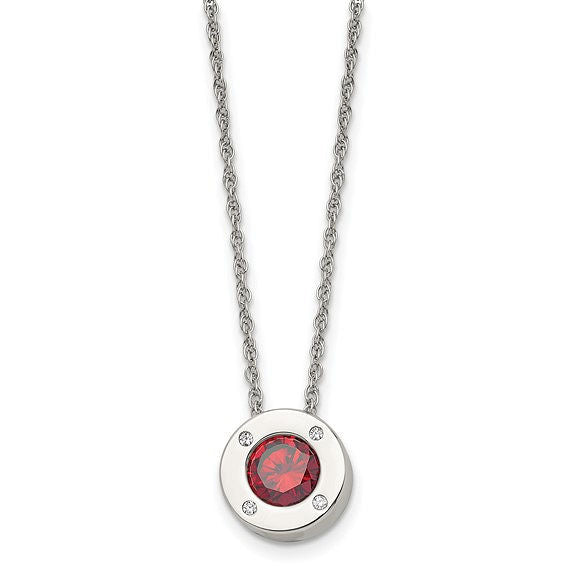 Stainless Steel January CZ Birthstone Necklace