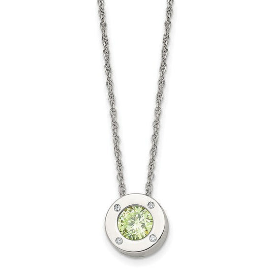 Stainless Steel August CZ Birthstone Necklace