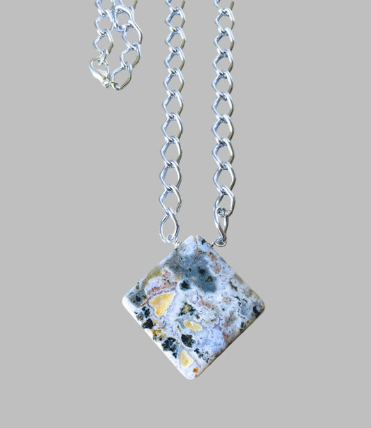 Aluminum Curb Chain with Jasper Pendant