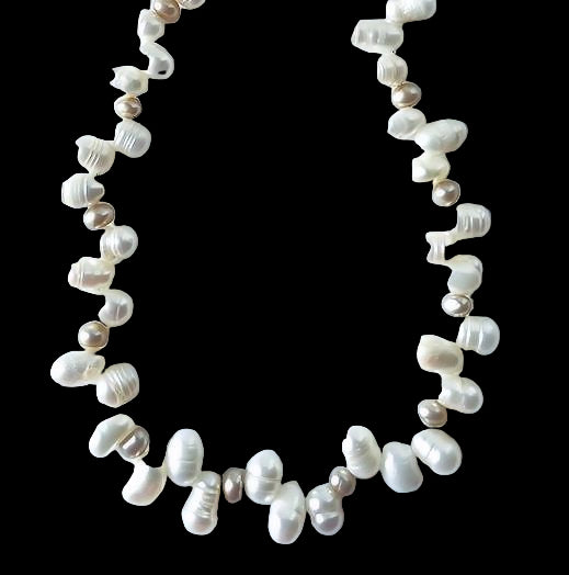 Freshwater Pearl Necklace with Champagne Pearl Beads