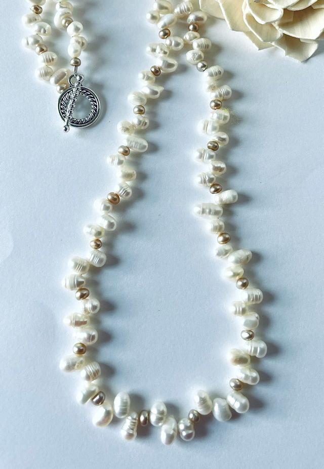 Freshwater Pearl Necklace with Champagne Pearl Beads
