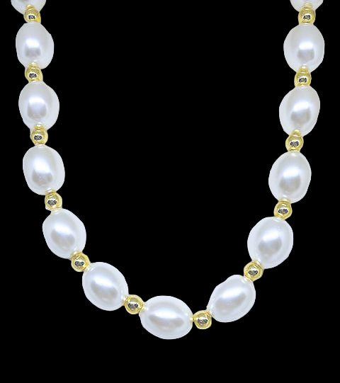Mother of Pearl Necklace with Gold Hematite Spacers