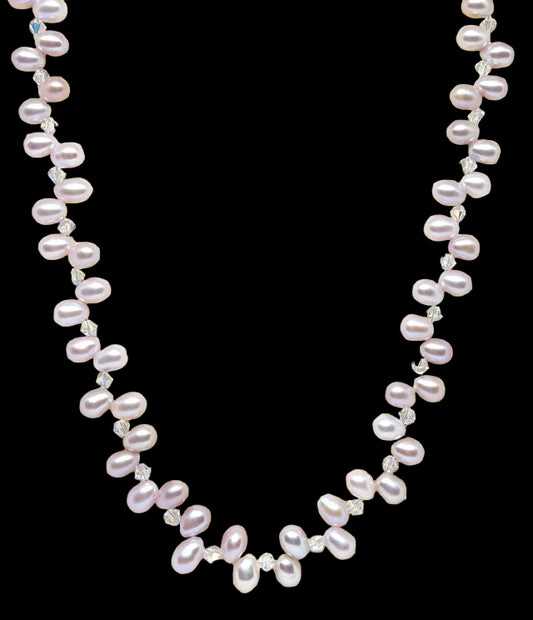 Lavender Pearl Necklace accented with Bicone Crystal Beads