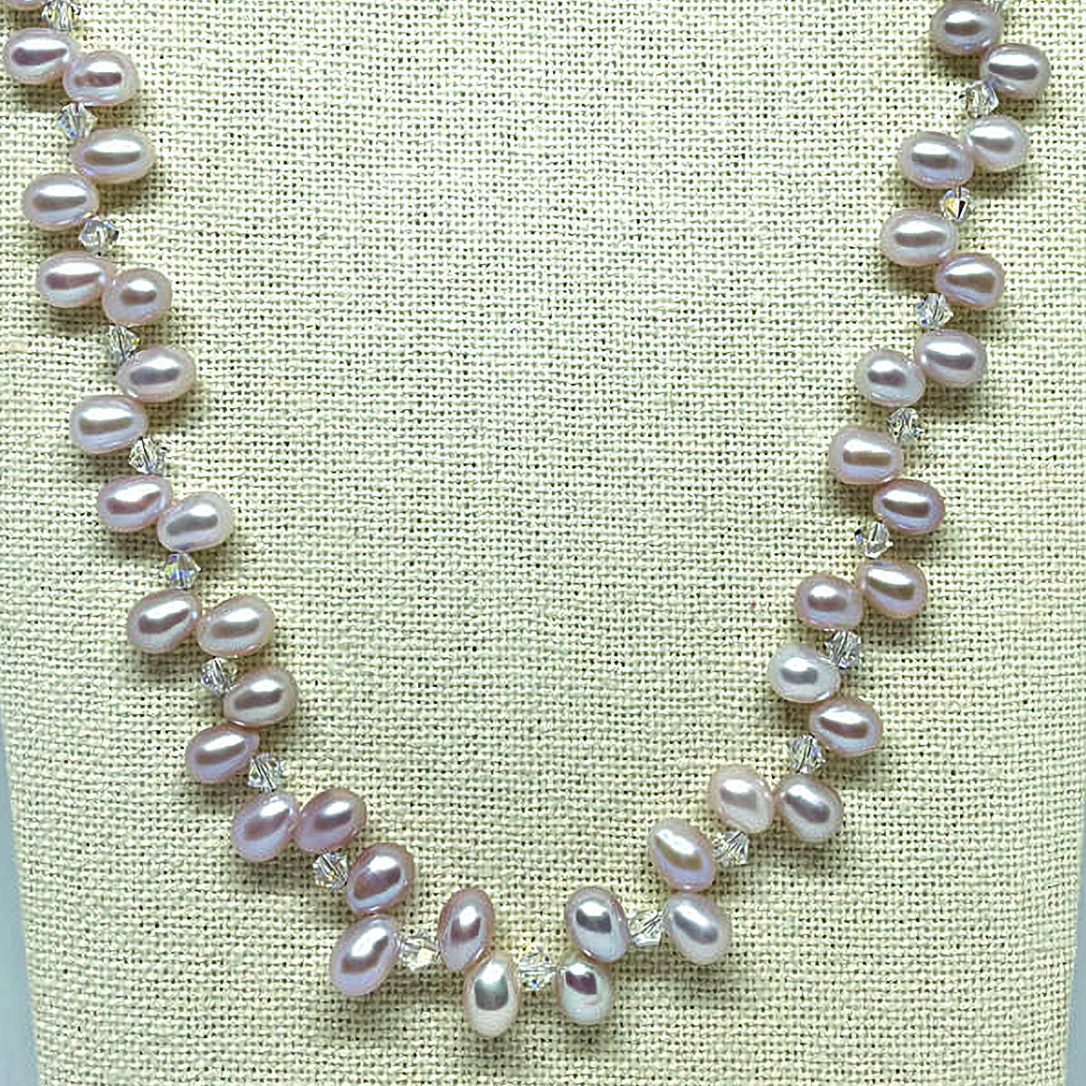 Lavender Pearl Necklace accented with Bicone Crystal Beads
