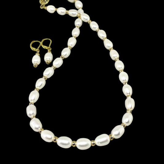 Freshwater Pearl Necklace and Earring Set
