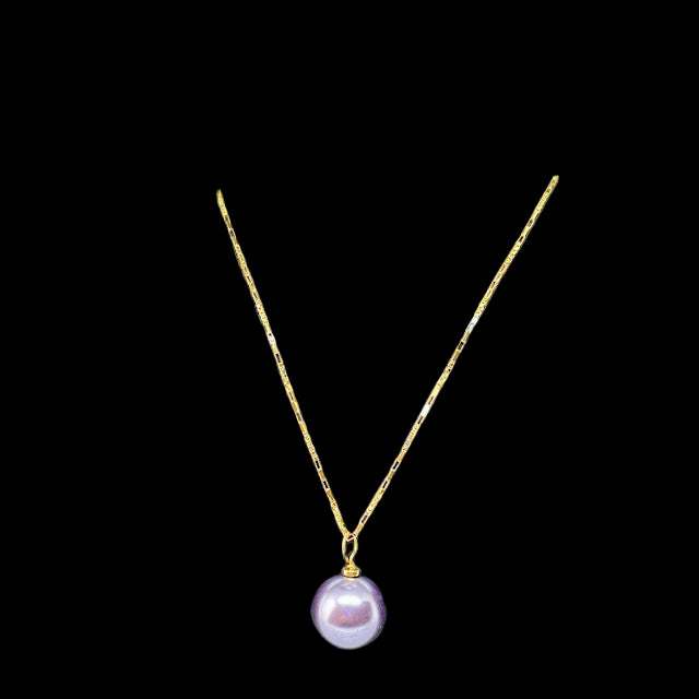 Faux Lavender Pearl Bead with 18K Gold Filled Chain