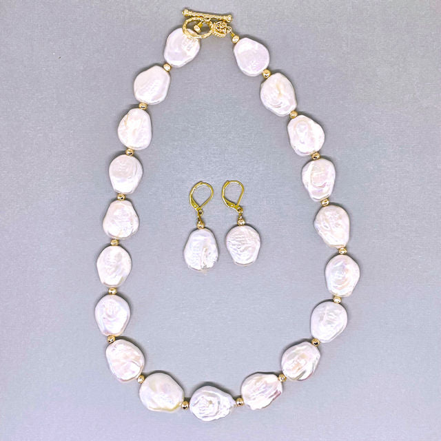 Natural Baroque Pearl Necklace and Earring Set