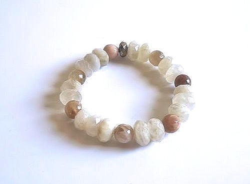 Faceted Moonstone Stretch Bracelet