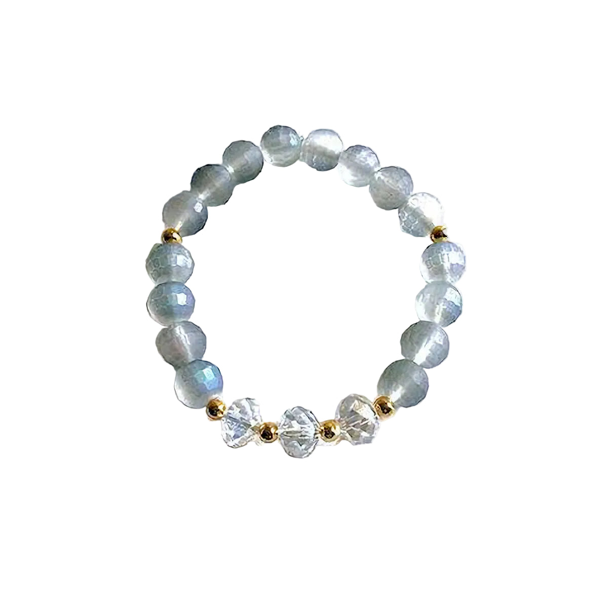 Light Blue/Gray Transparent Glass Beaded Stretch Bracelet