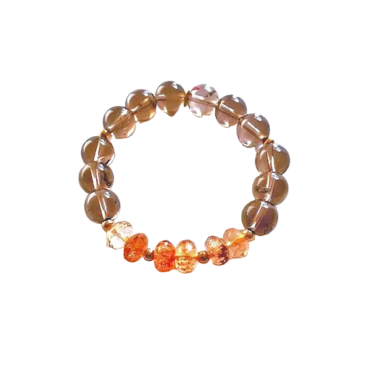 Smoky Quartz Stretch Bracelet with Multicolored Carnelian Rondelle Beads