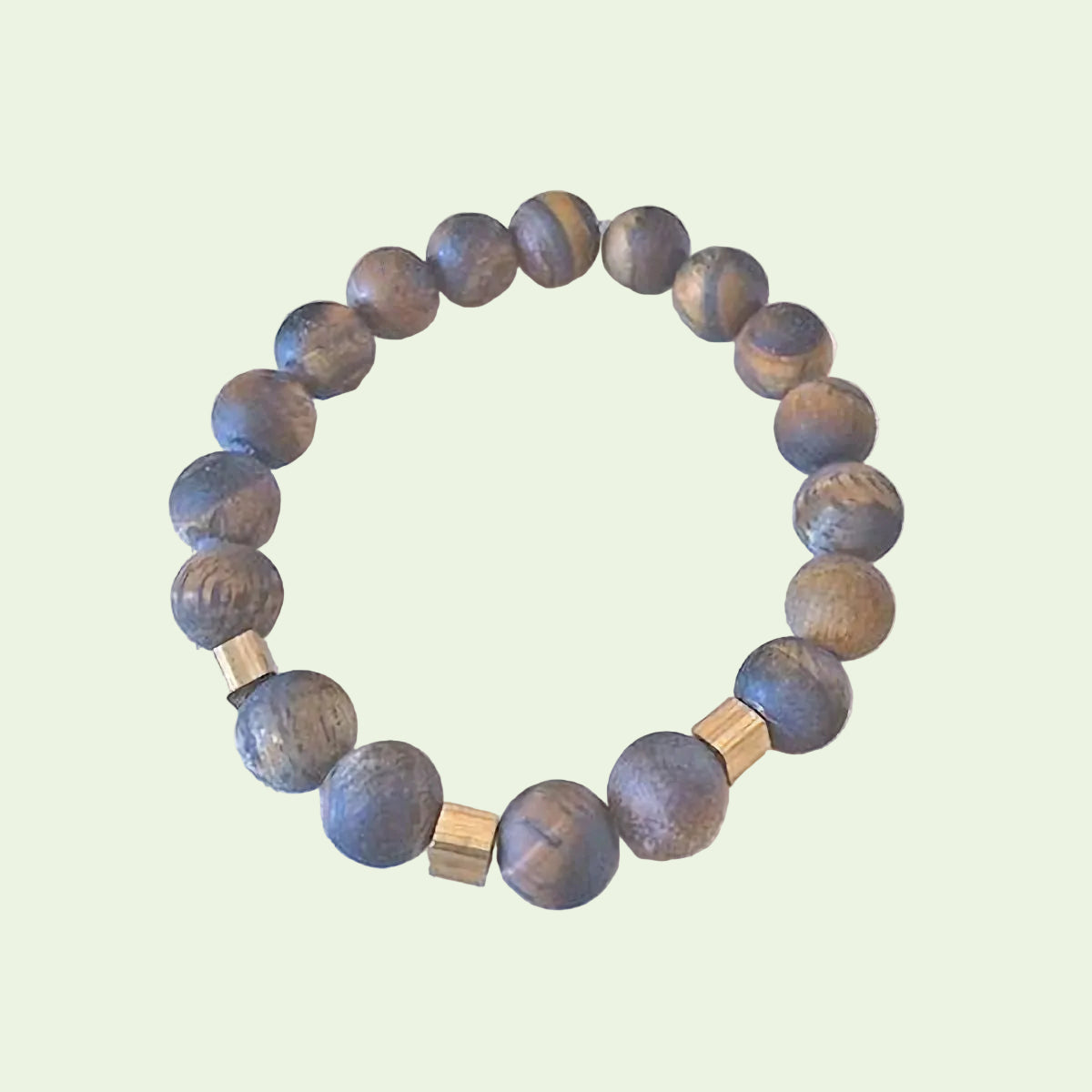 Matte Tiger Eye Stretch Bracelet with Brass Spacers