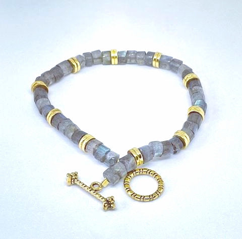 Labradorite Bracelet with Gold Hematite Spacers