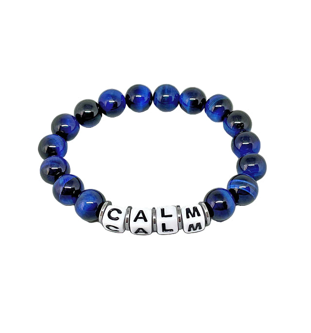 Inspirational Blue Tiger Eye Word Stretch Bracelet