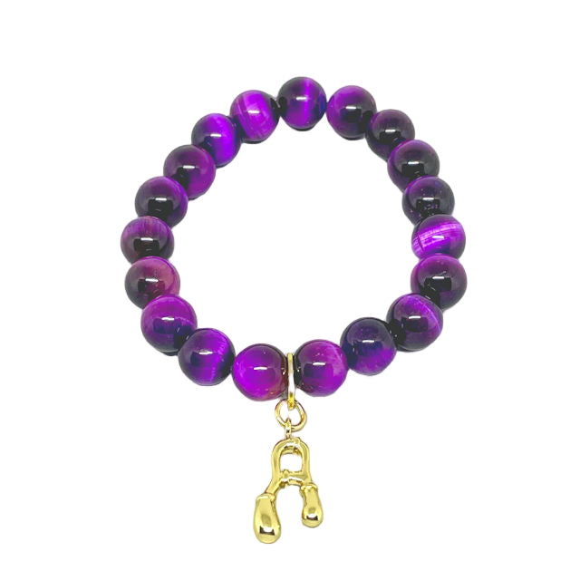 Purple Amethyst Stretch Bracelet with "A" Charm