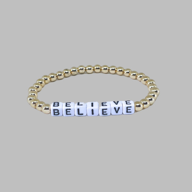 "Believe" Gold Hematite Bracelet