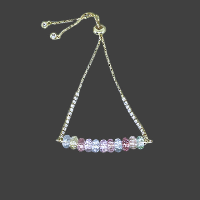 Adjustable Bracelet with Rondelle Cracked Crystal Beads