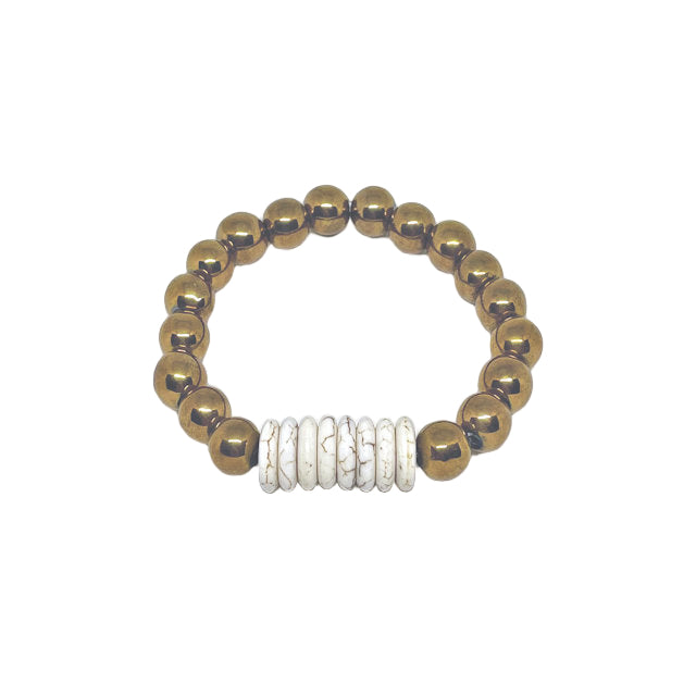 Bronze Hematite Stretch Bracelet with Heishi Beads